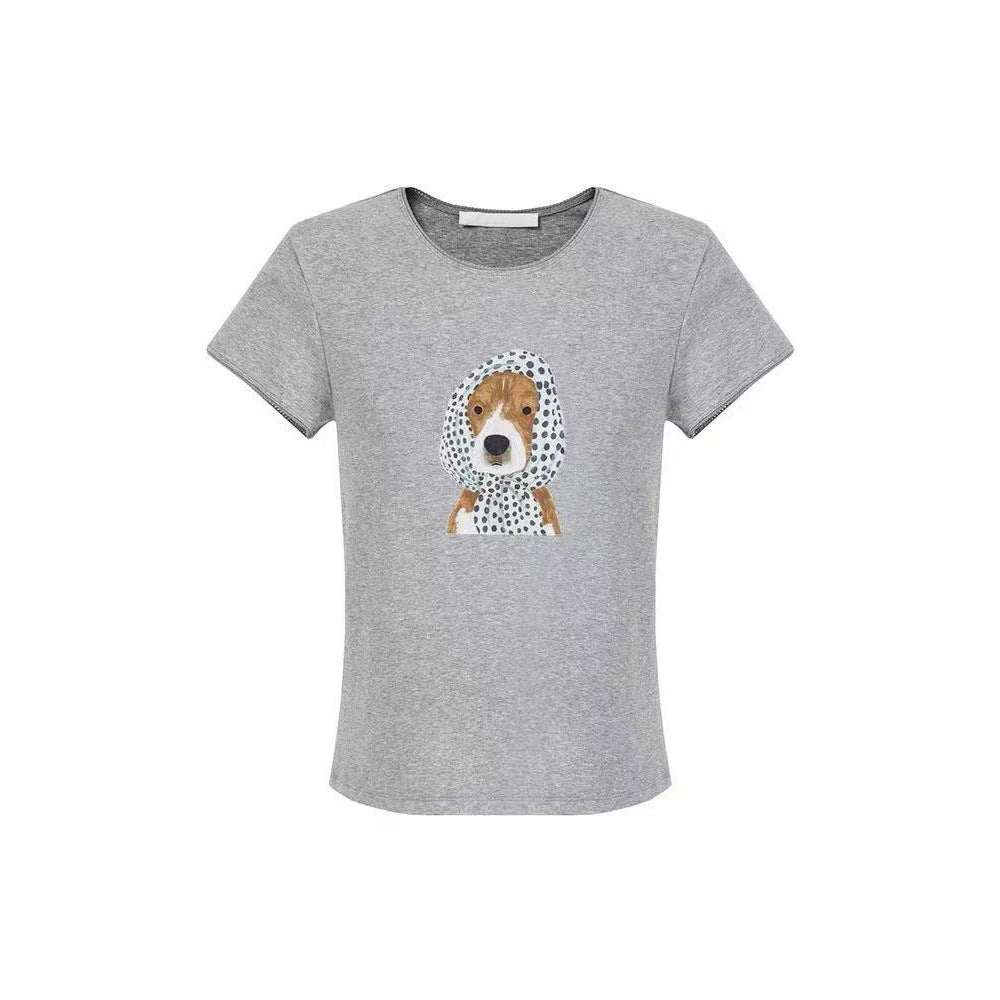 LONGÉ Women’s Viscose Cotton Graphic Tee - Light Gray - Size S-L