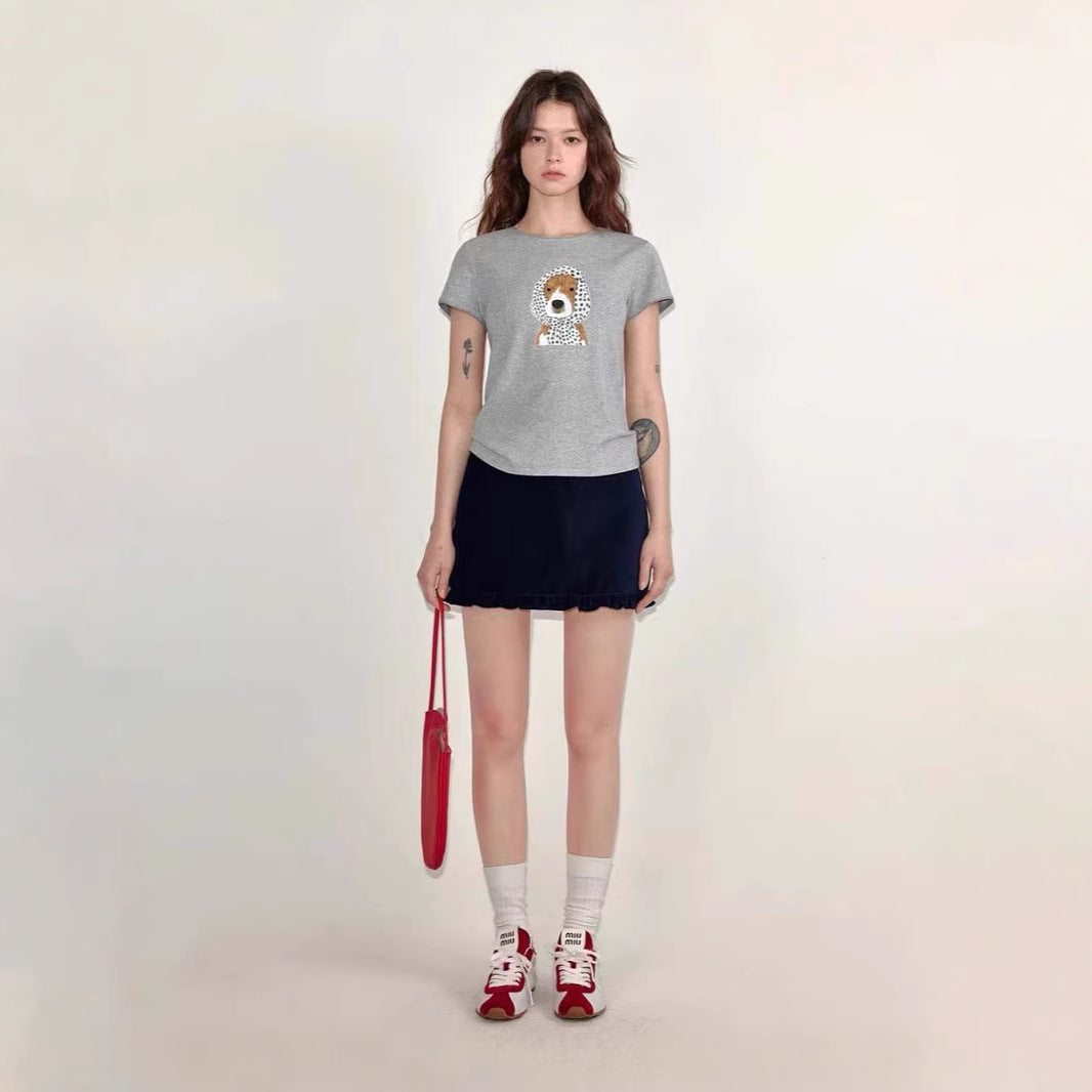 LONGÉ Women’s Viscose Cotton Graphic Tee - Light Gray - Size S-L
