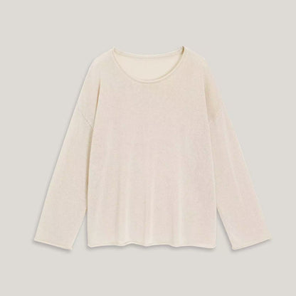LONGÉ Women’s Washi Knit Long-Sleeve Top - Cream/Bamboo Green - Size S-M