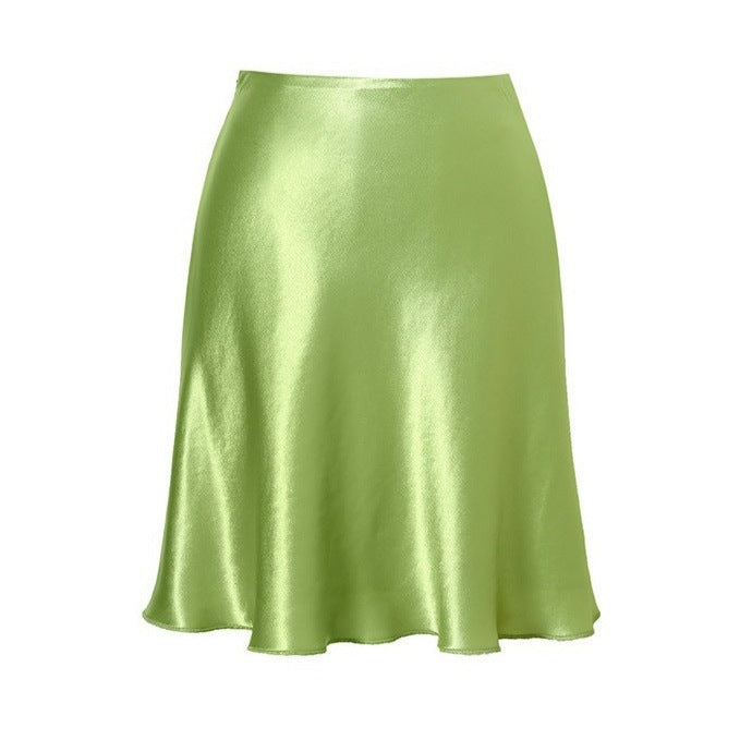 LONGÉ Women’s Acetate Satin Mermaid Mini Skirt - Green - Size S-L
