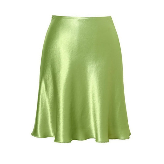 LONGÉ Women’s Acetate Satin Mermaid Mini Skirt - Green - Size S-L