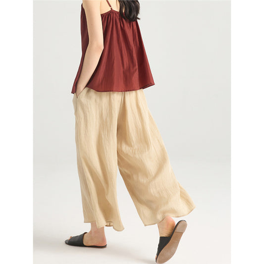 LONGÉ Women’s Cupro Nylon Wide-Leg Pants - Beige/Olive - Size S-L