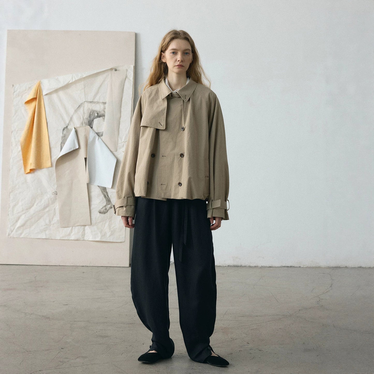 LONGÉ Women’s Cotton Blend Oversized Trench Jacket - Khaki - Size S-L