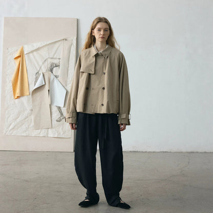 LONGÉ Women’s Cotton Blend Oversized Trench Jacket - Khaki - Size S-L