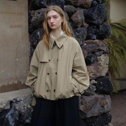 LONGÉ Women’s Cotton Blend Oversized Trench Jacket - Khaki - Size S-L