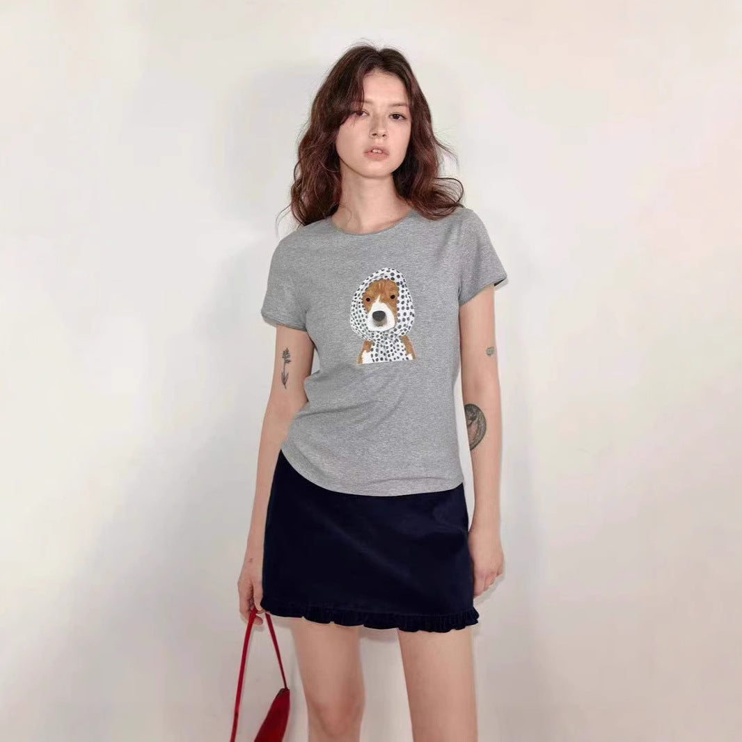 LONGÉ Women’s Viscose Cotton Graphic Tee - Light Gray - Size S-L