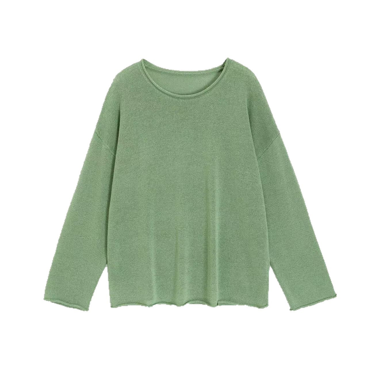 LONGÉ Women’s Washi Knit Long-Sleeve Top - Cream/Bamboo Green - Size S-M