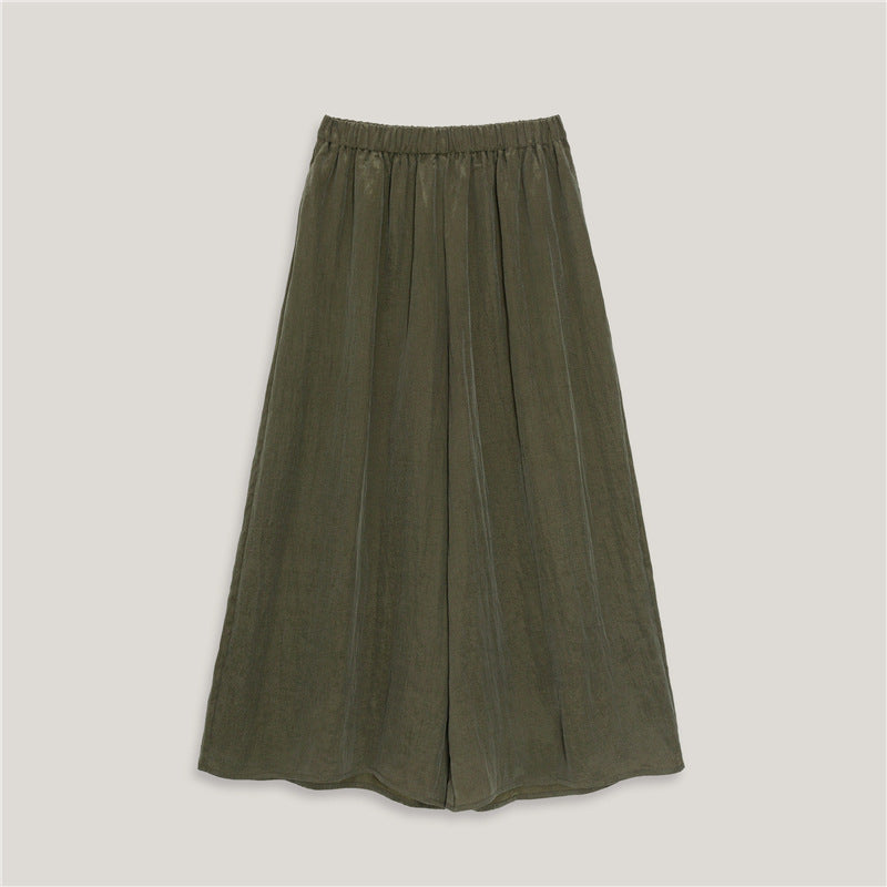 LONGÉ Women’s Cupro Nylon Wide-Leg Pants - Beige/Olive - Size S-L