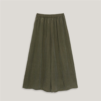 LONGÉ Women’s Cupro Nylon Wide-Leg Pants - Beige/Olive - Size S-L