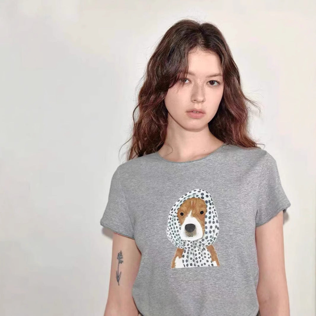 LONGÉ Women’s Viscose Cotton Graphic Tee - Light Gray - Size S-L