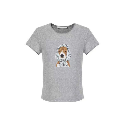 LONGÉ Women’s Viscose Cotton Graphic Tee - Light Gray - Size S-L