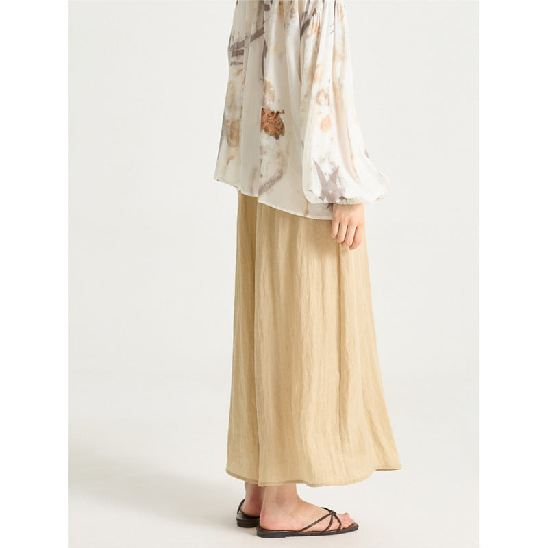 LONGÉ Women’s Cupro Nylon Wide-Leg Pants - Beige/Olive - Size S-L