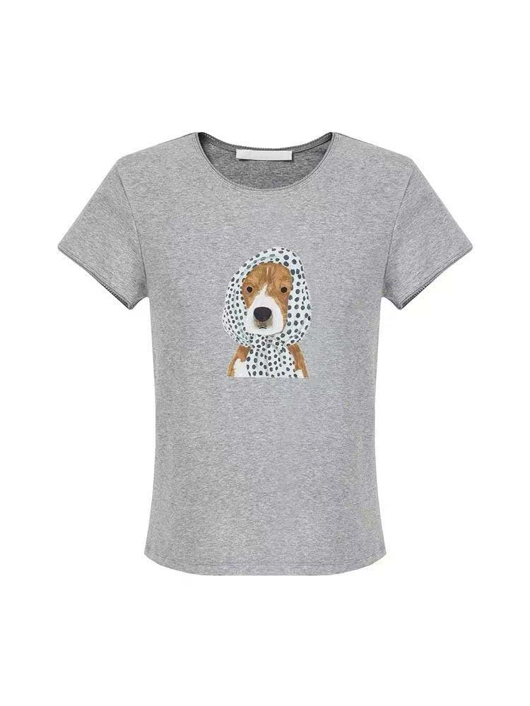 LONGÉ Women’s Viscose Cotton Graphic Tee - Light Gray - Size S-L
