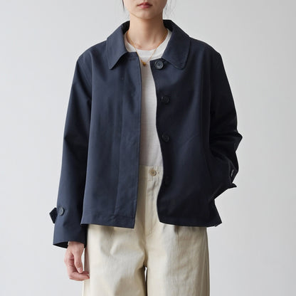 LONGÉ Women’s Cotton Blend Short Trench Jacket - Khaki/Navy - Size S-L