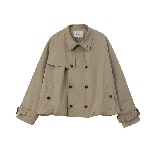 LONGÉ Women’s Cotton Blend Oversized Trench Jacket - Khaki - Size S-L