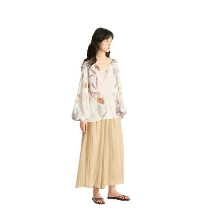 LONGÉ Women’s Cupro Nylon Wide-Leg Pants - Beige/Olive - Size S-L