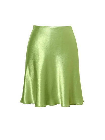 LONGÉ Women’s Acetate Satin Mermaid Mini Skirt - Green - Size S-L